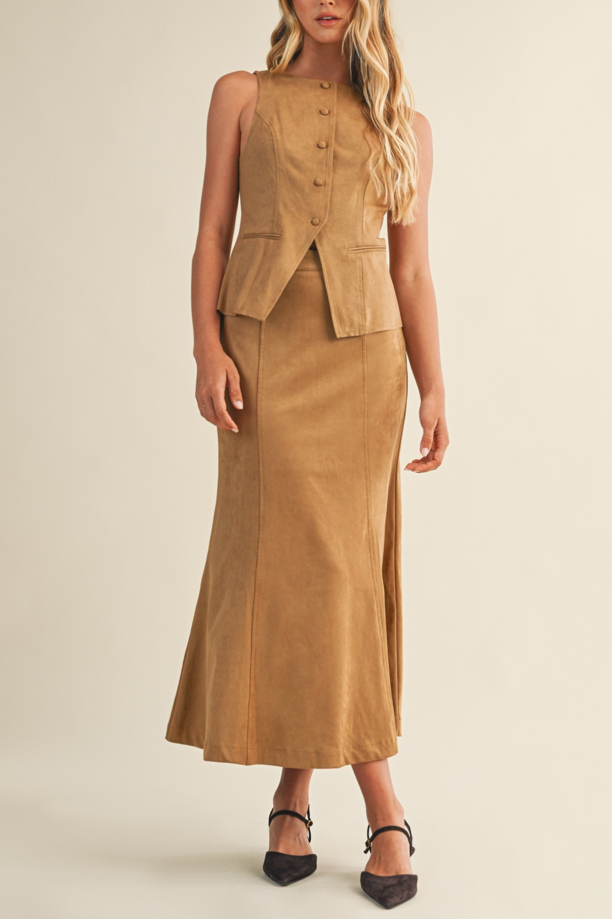Tie Back Button Vest
