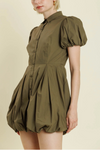 Bubble Hem Mini Shirt Dress