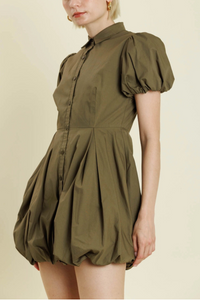 Bubble Hem Mini Shirt Dress