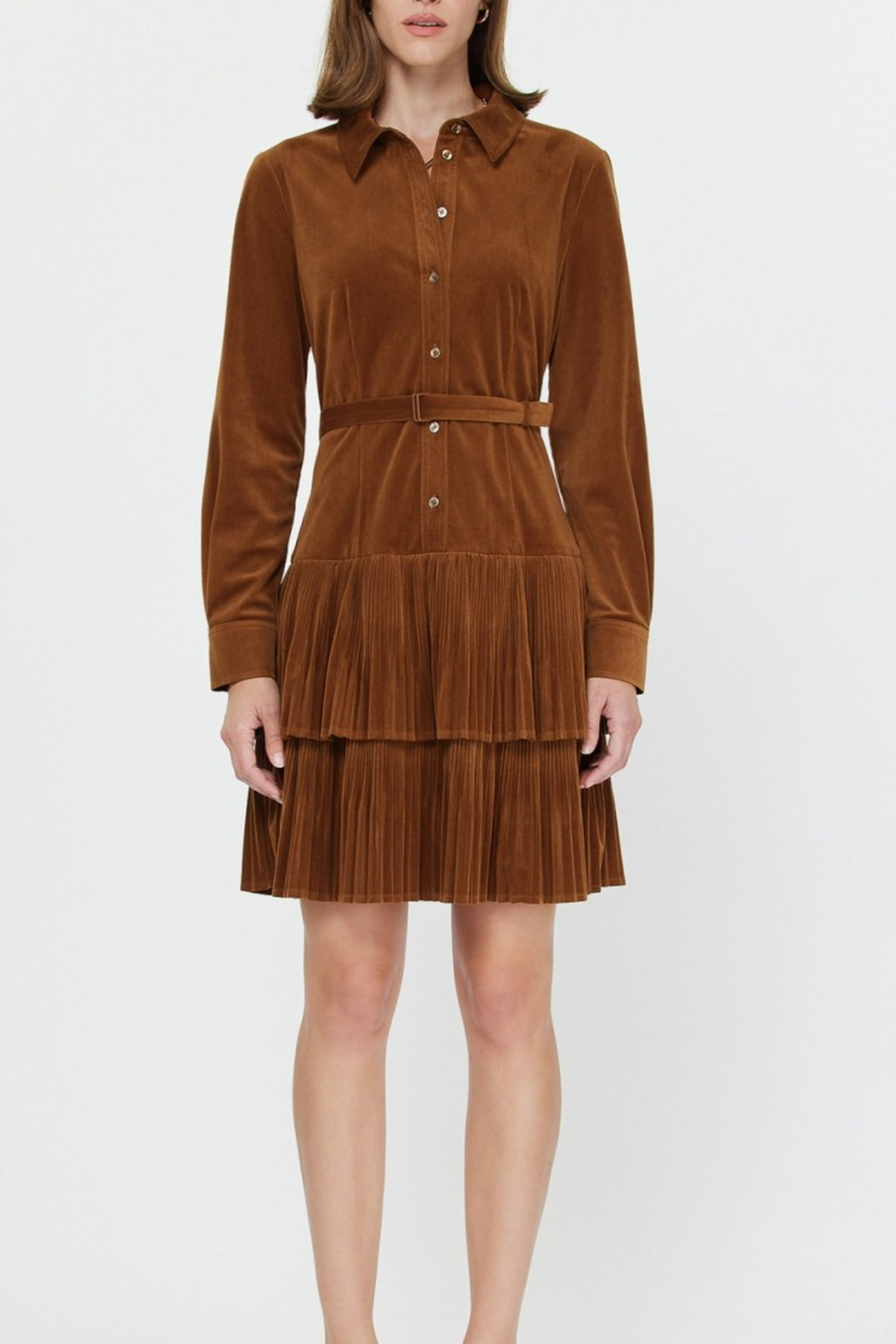 Pleated Tiered Mini Dress