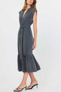 Washed Button Down Midi Dress