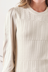 Woven Sleeve Combo Sweater Top
