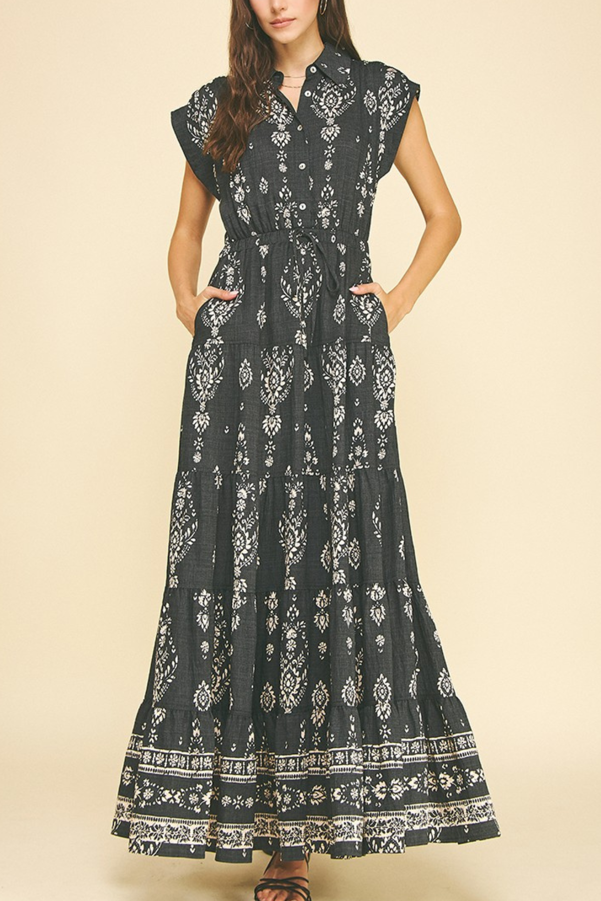 Print Tiered Maxi Dress