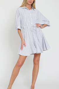 3/4 Sleeve Tie Front Mini Dress
