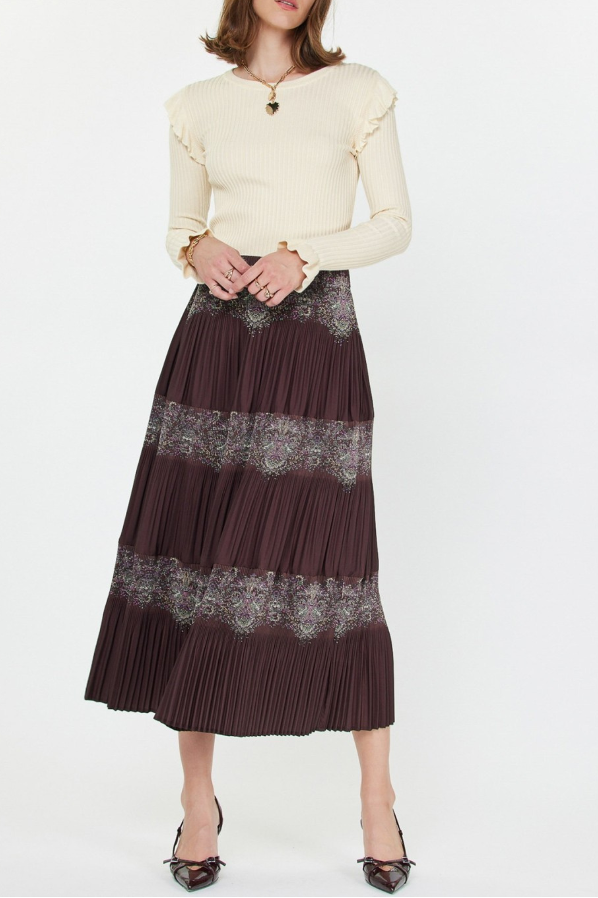 Pleated Midi Skirt