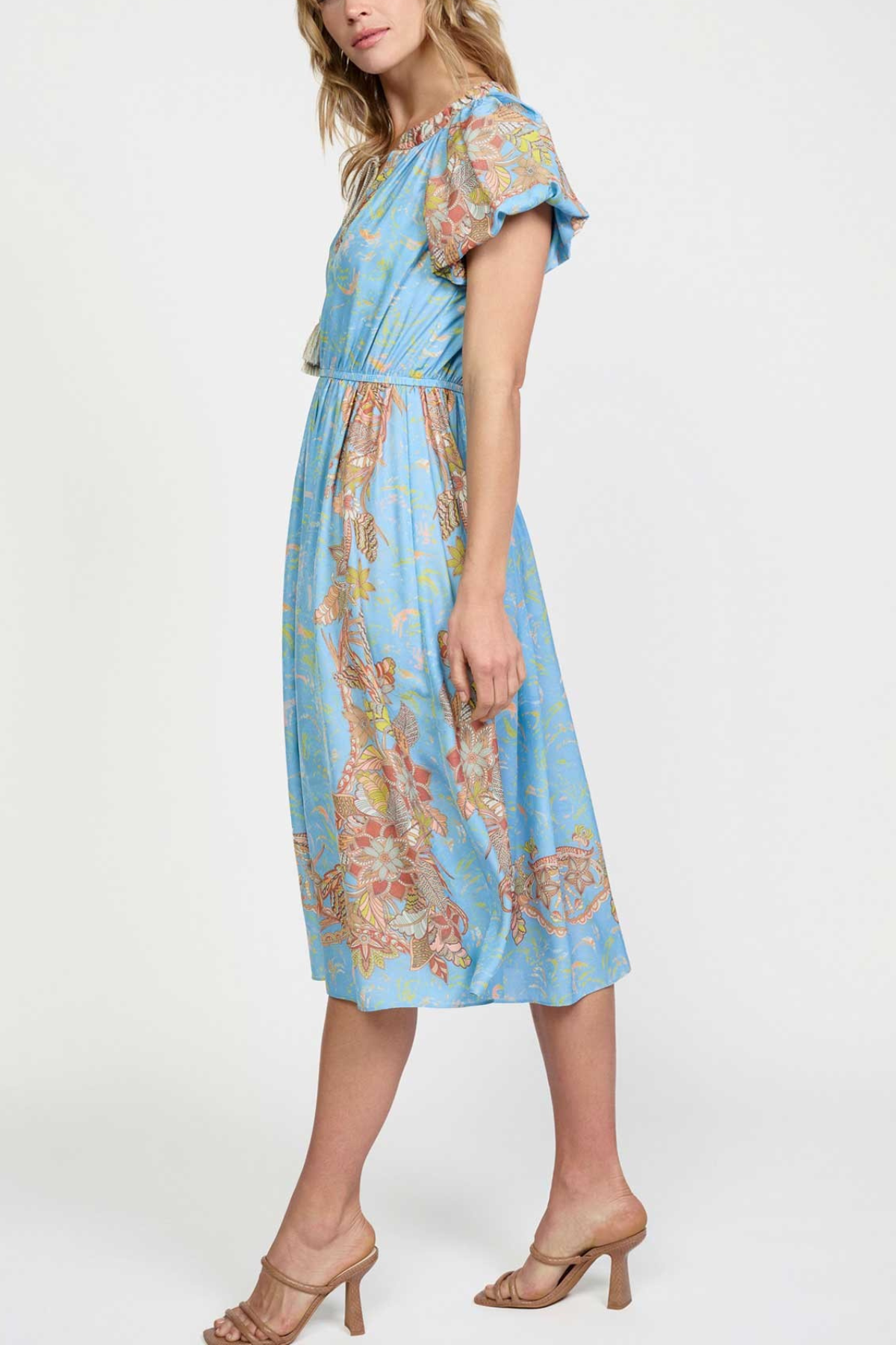 Border Print Midi Dress