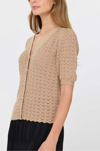 Short Sleeve Scalloped Cardigan Top