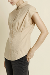 Pleated Cap Sleeve Blouse