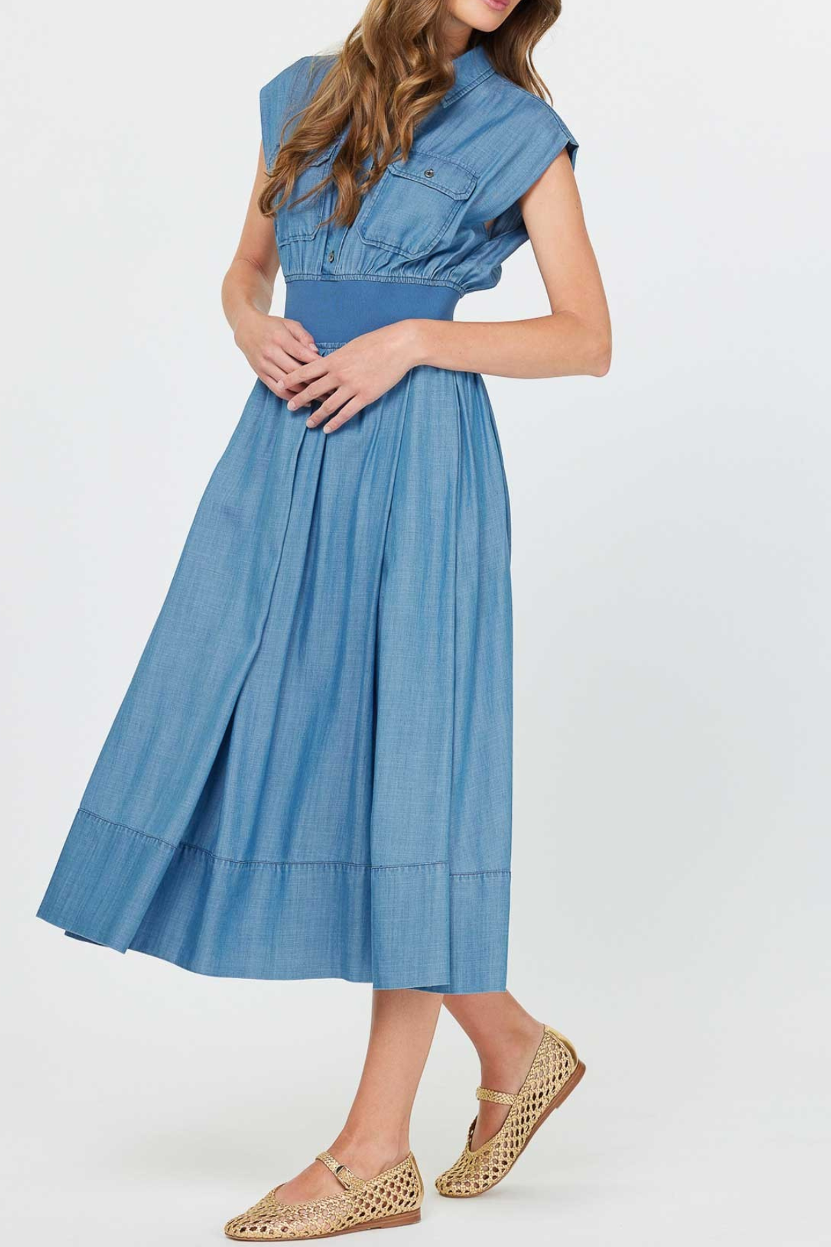 Cap Sleeve Midi Shirt Dress