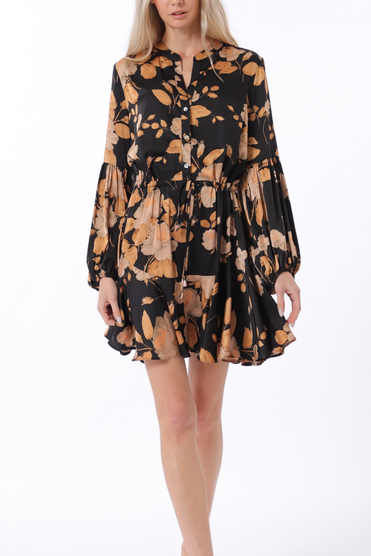 Long Sleeve Tie Mini Dress