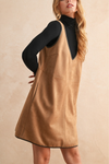V-Neck Suede Shift Dress