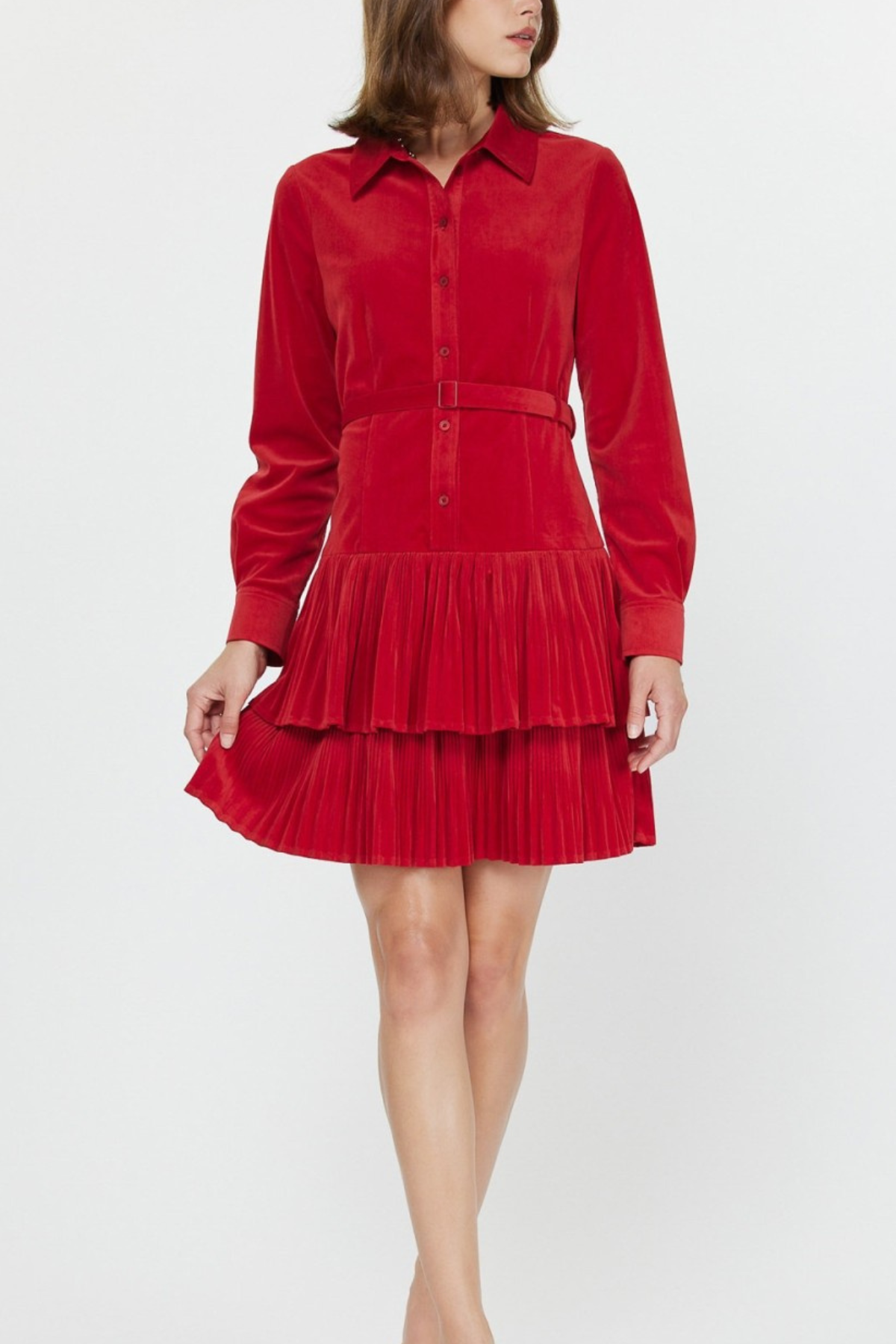 Pleated Tiered Mini Dress