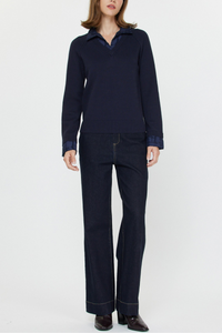 Collared Woven Combo Sweater