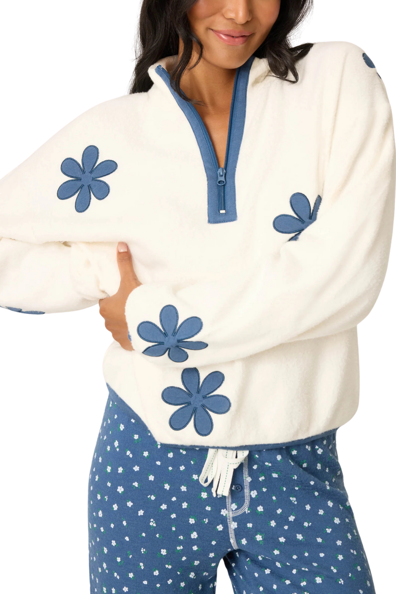 P.J. Salvage Cozy Life Floral Quarter-Zip Sweater