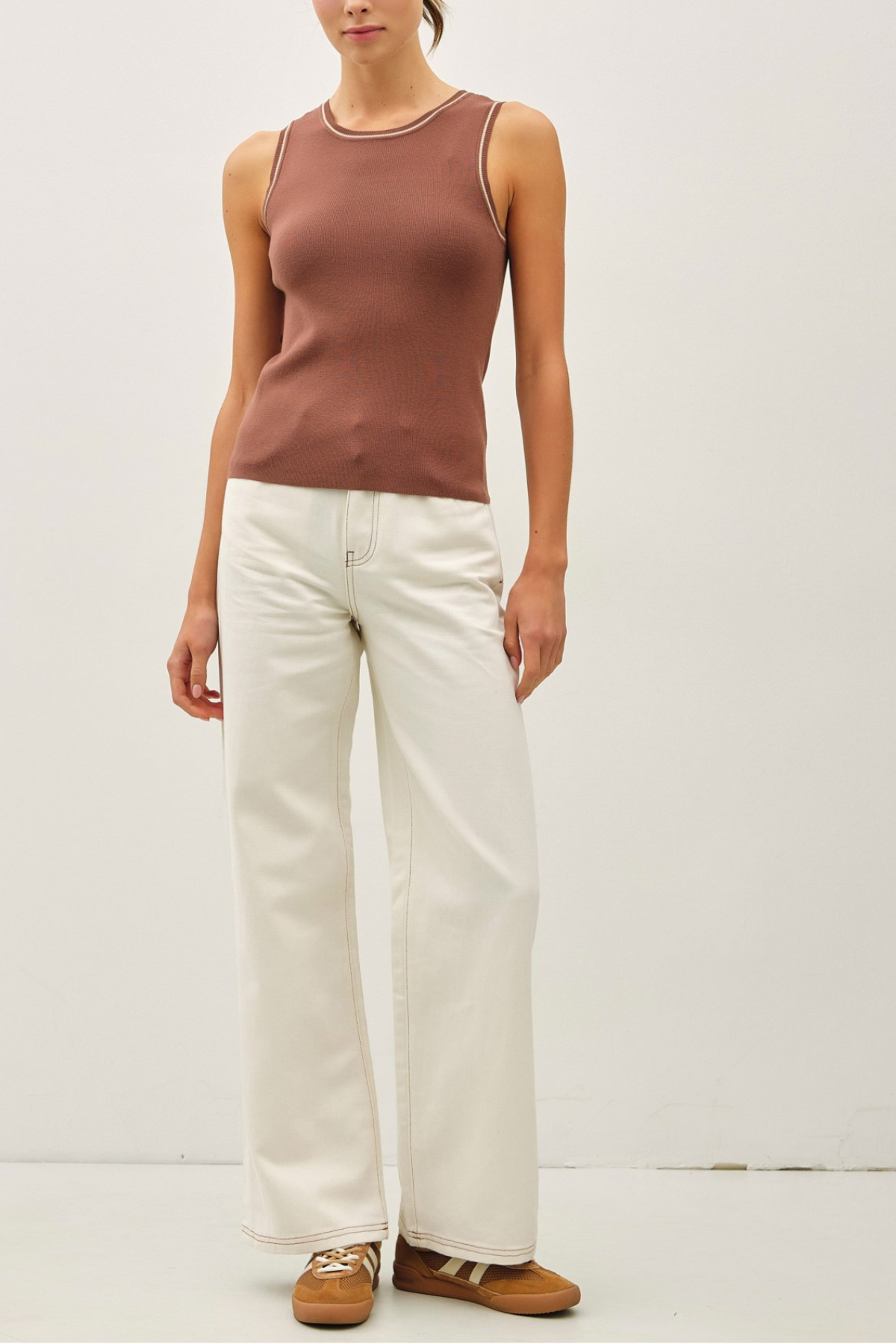 Contrast Line Sweater Tank
