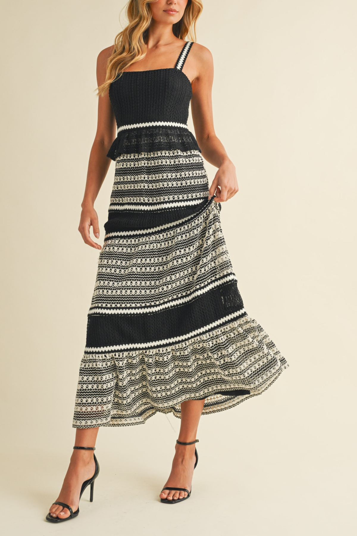 Crochet Tiered Midi Dress