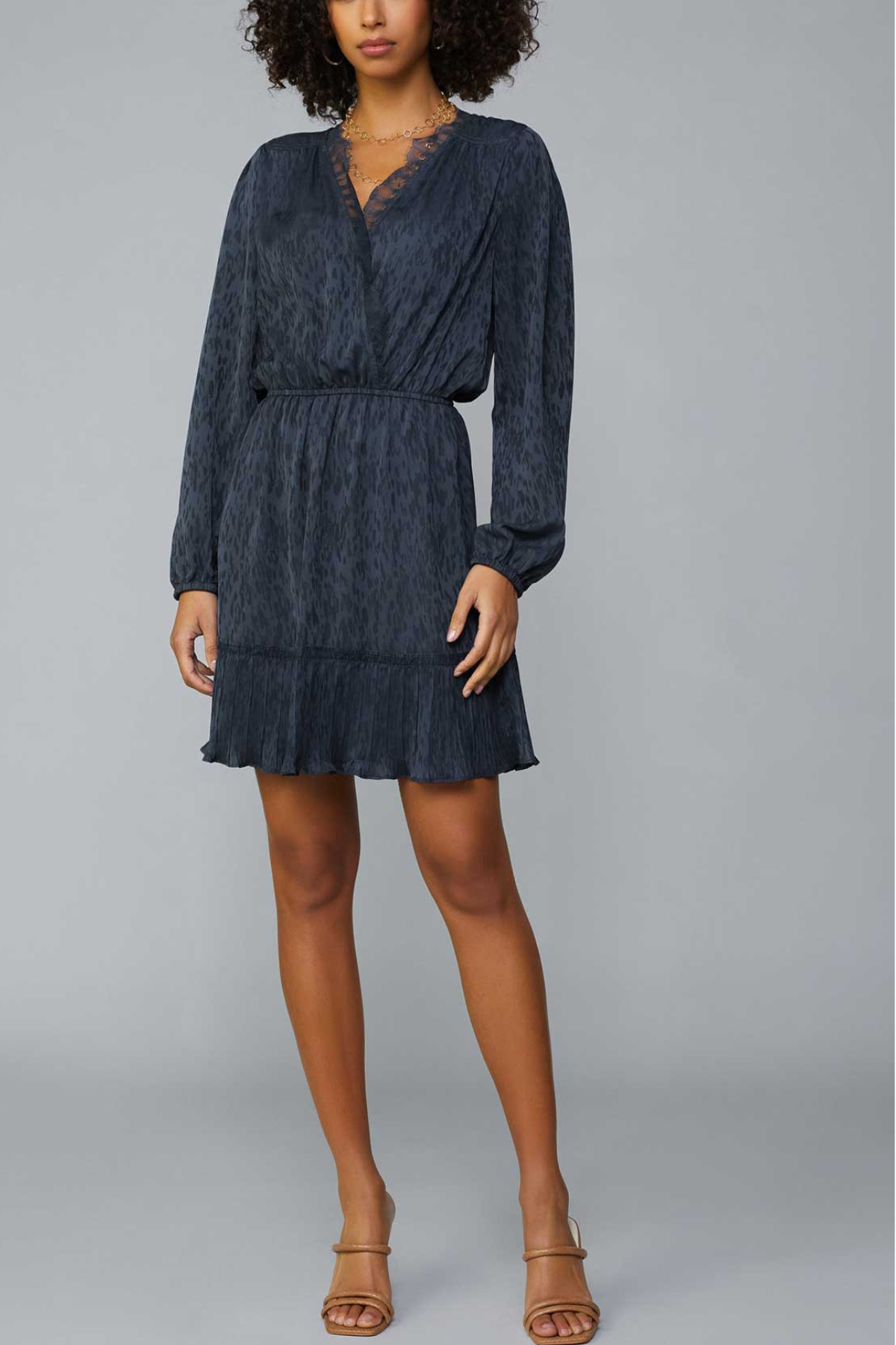 Lace Trim Jacquard Mini Dress