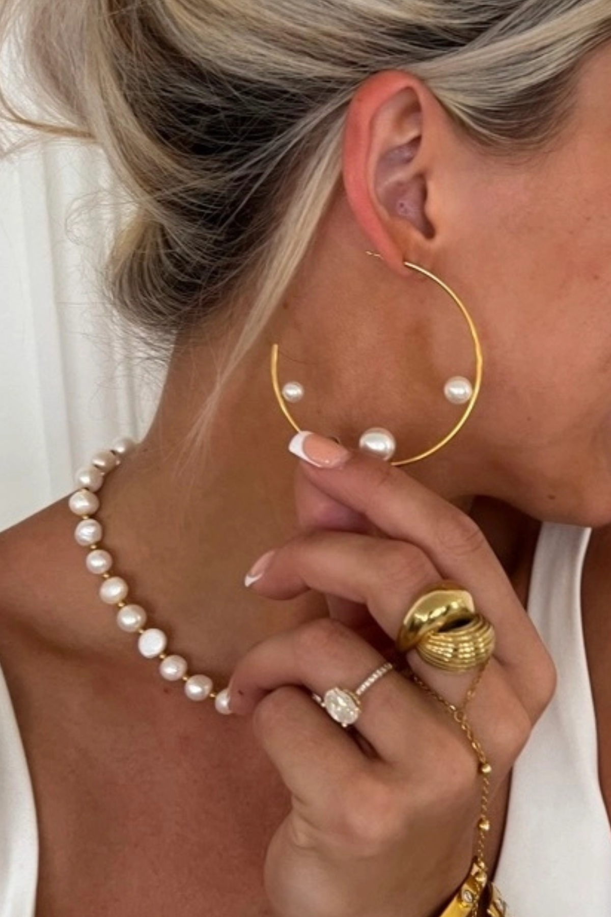 Large Pearl Hoops