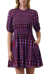 Ramsay Abstract Sulen Smocked Mini Dress