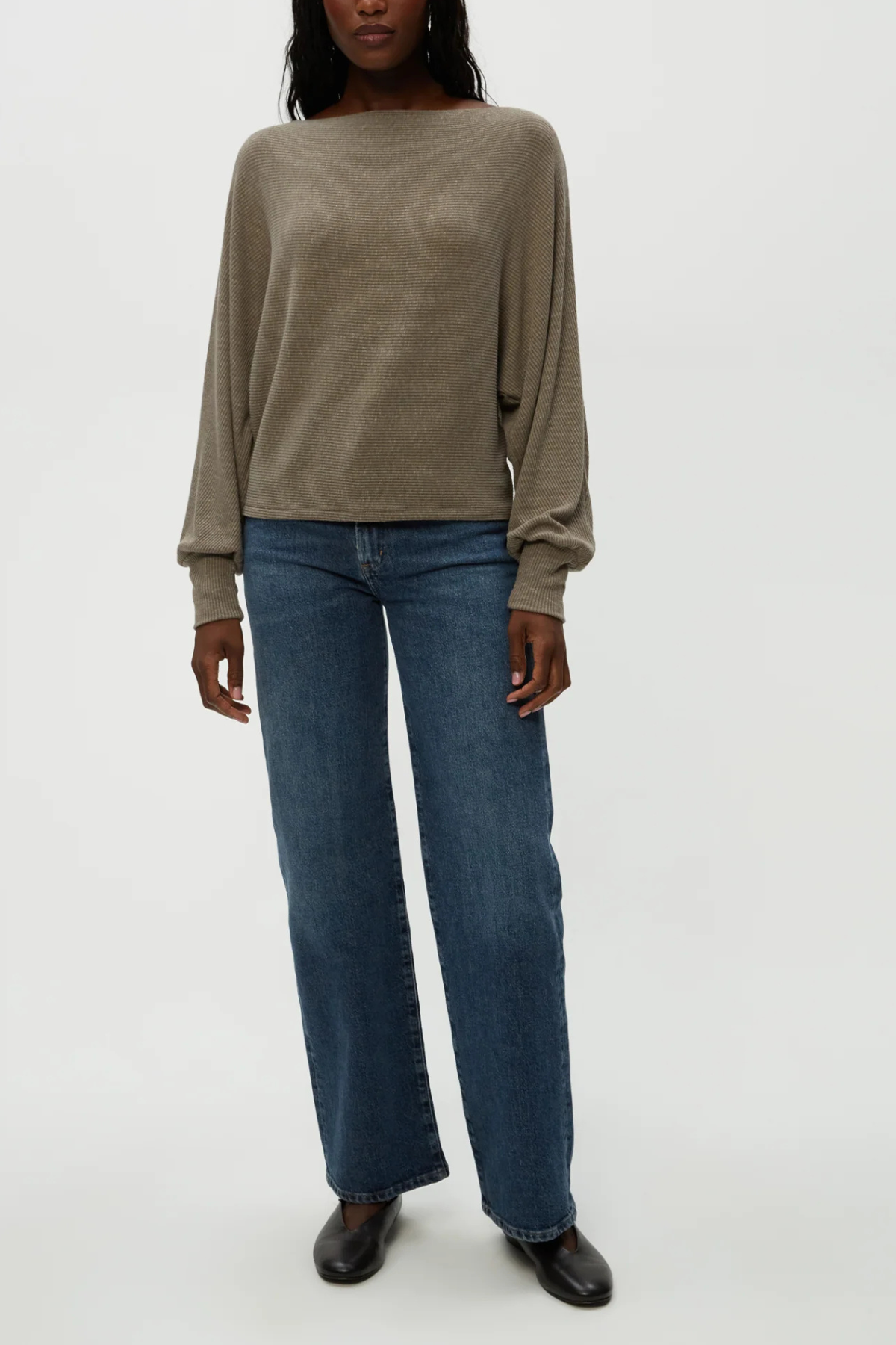 Michael Stars Roxy Balloon Sleeve Ribbed Top