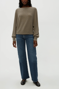 Michael Stars Roxy Balloon Sleeve Ribbed Top