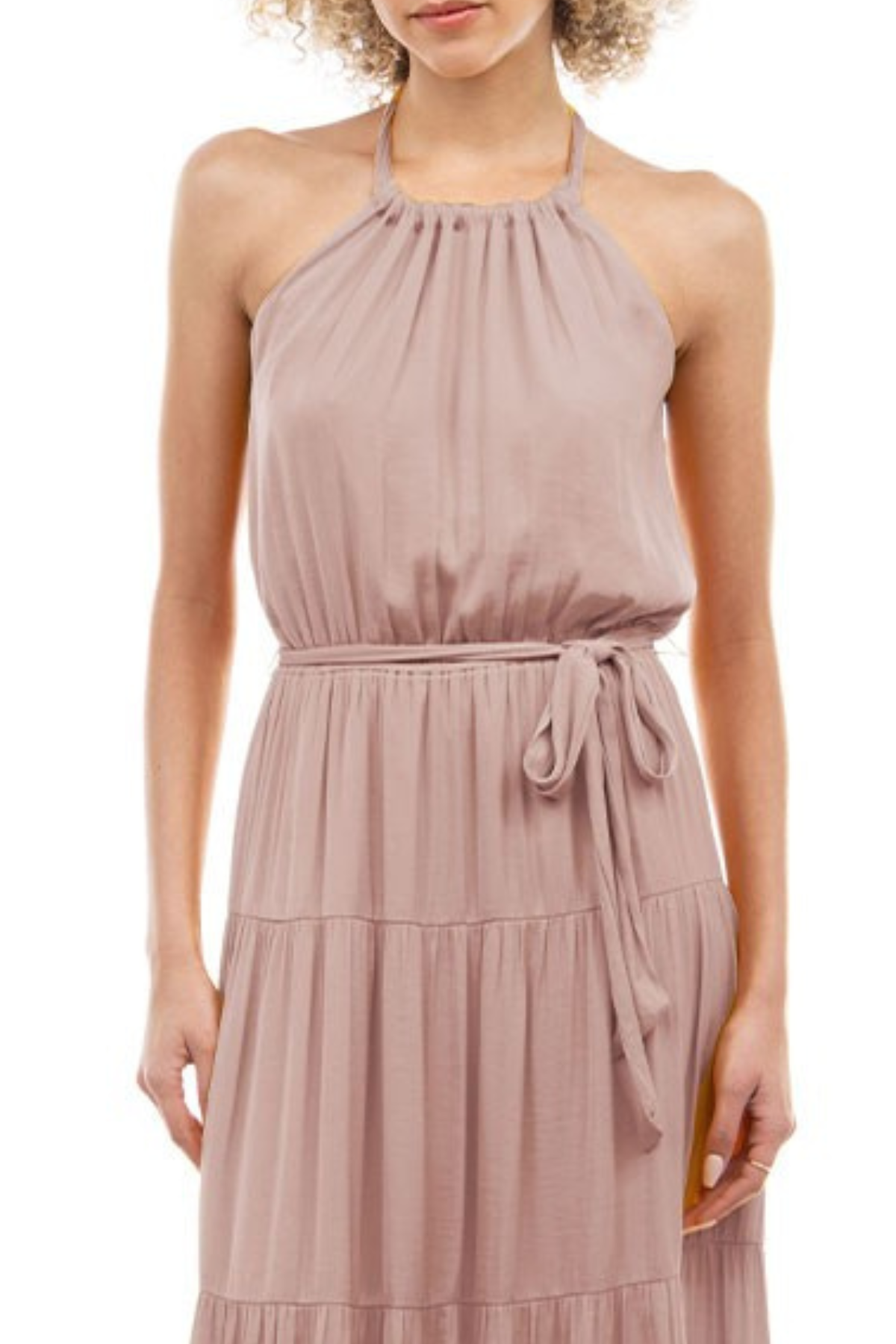 Maxi Halter Tiered Dress