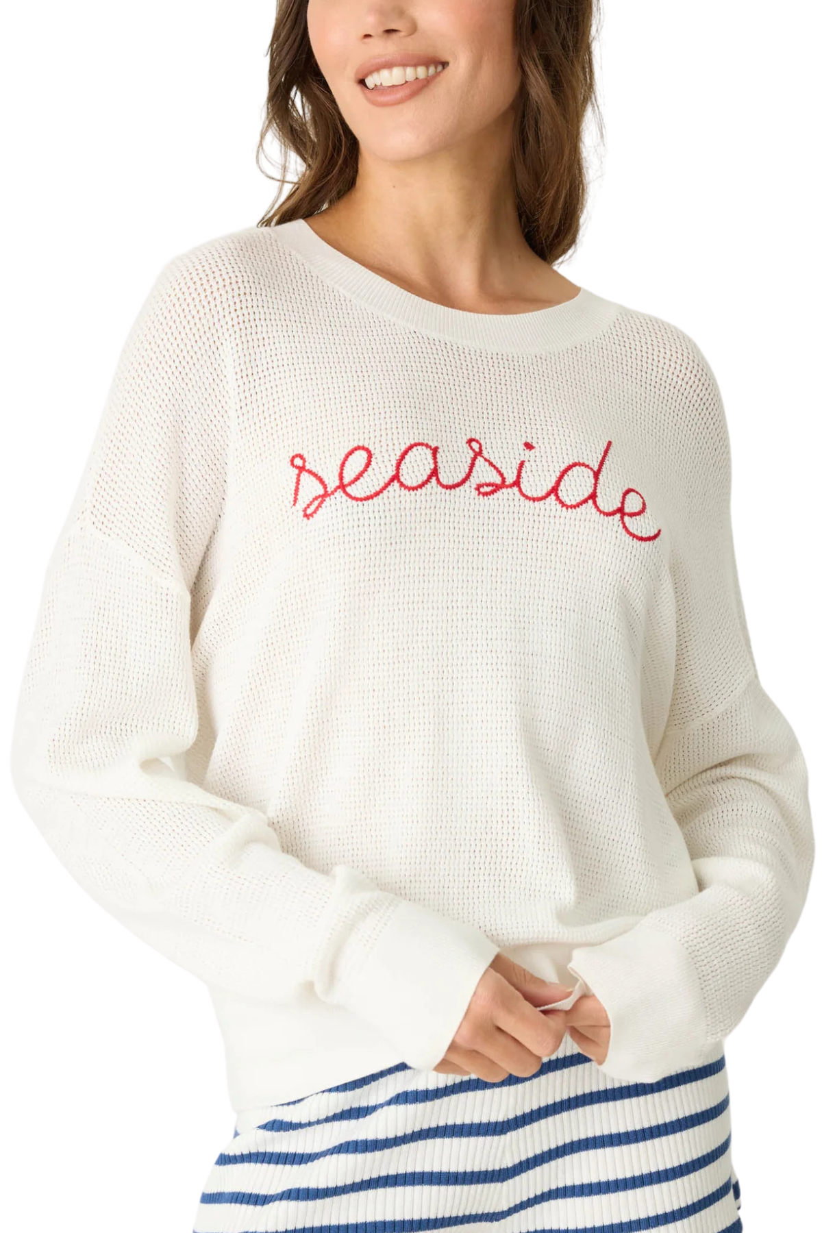 P.J. Salvage Seaside Waffle & Embroidered Sweater
