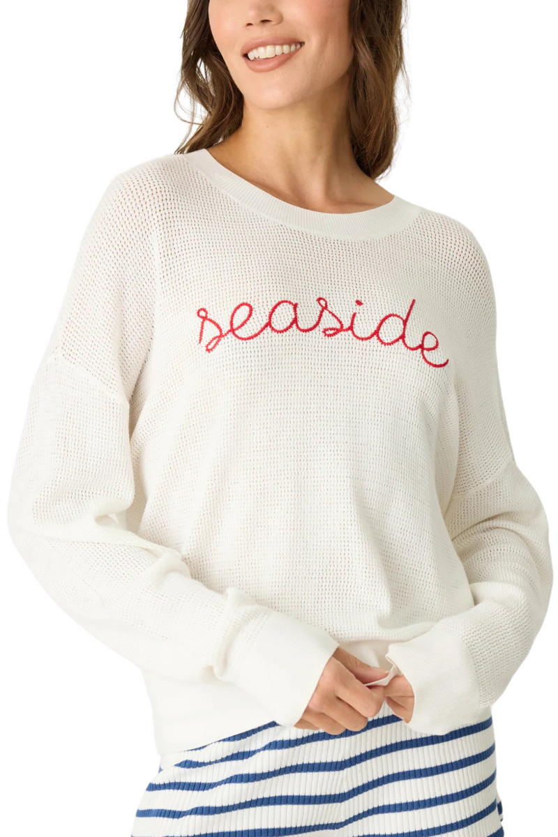 P.J. Salvage Seaside Waffle & Embroidered Sweater