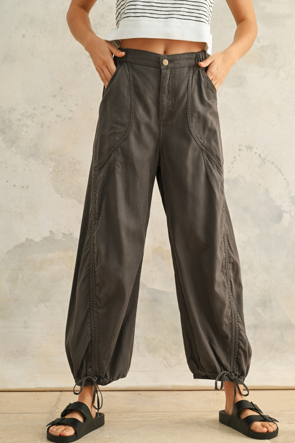 Washed Drawstring Pants