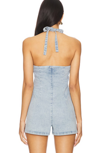 Central Park West Denim Suiting Romper