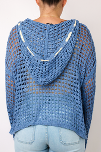 Flag Hooded Crochet Sweater