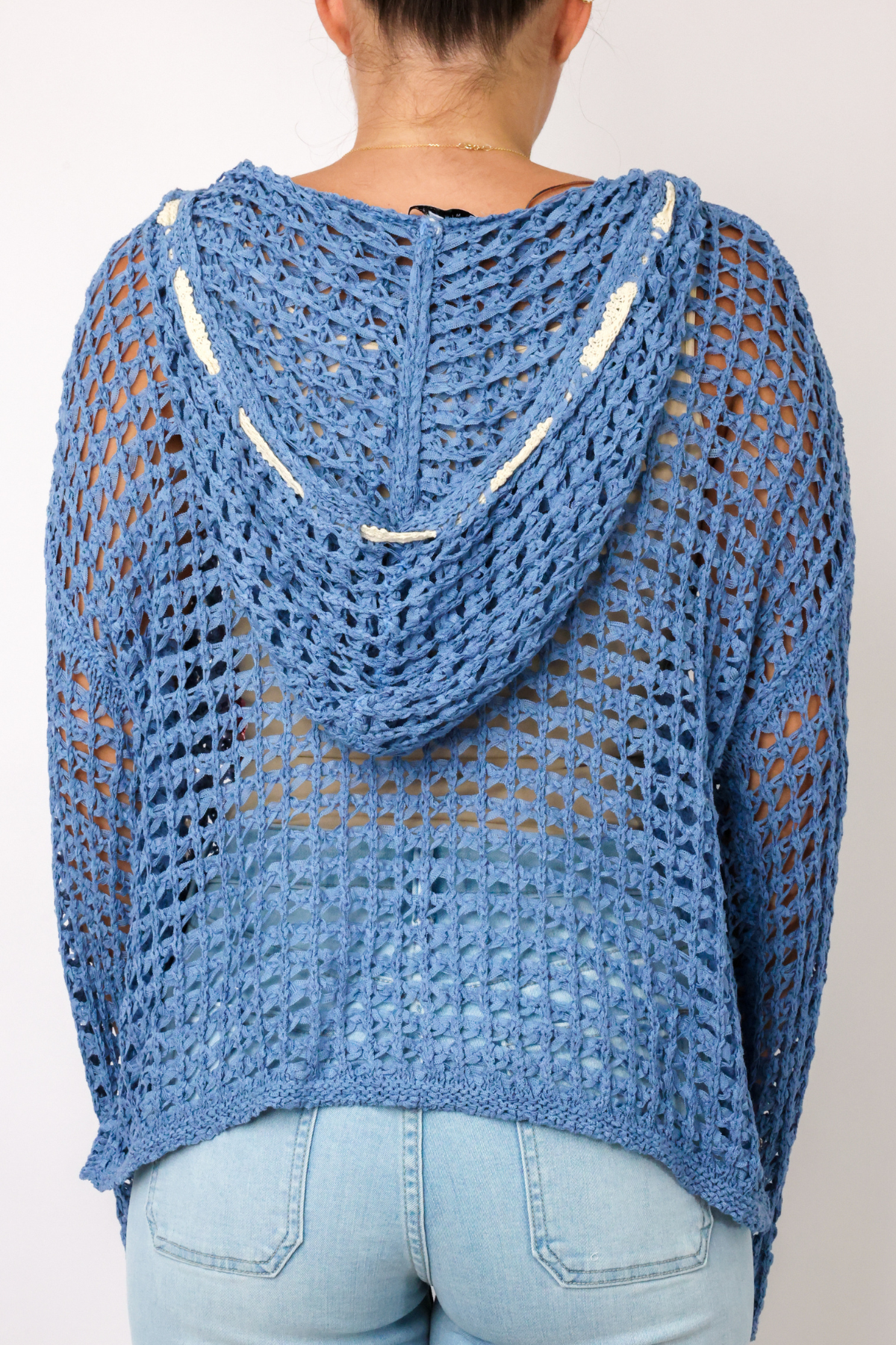 Flag Hooded Crochet Sweater