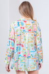 Button Down Printed Oversized Top
