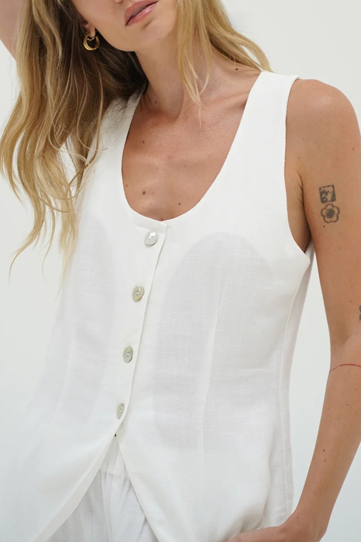 Kai Long Line Linen Vest
