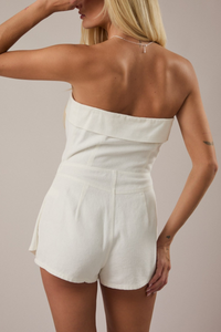 Strapless White Denim Romper