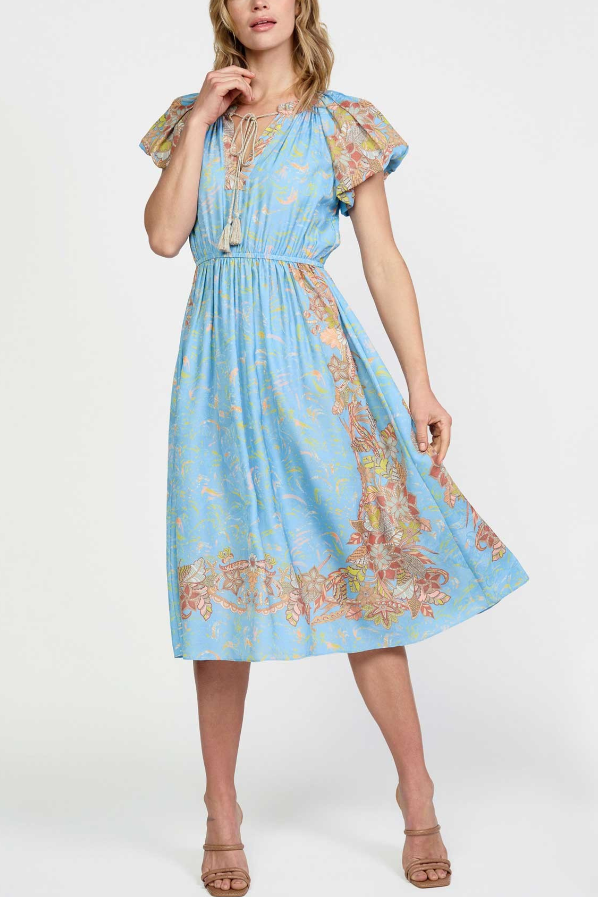 Border Print Midi Dress