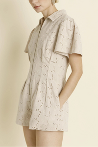 Pleated Twill Romper