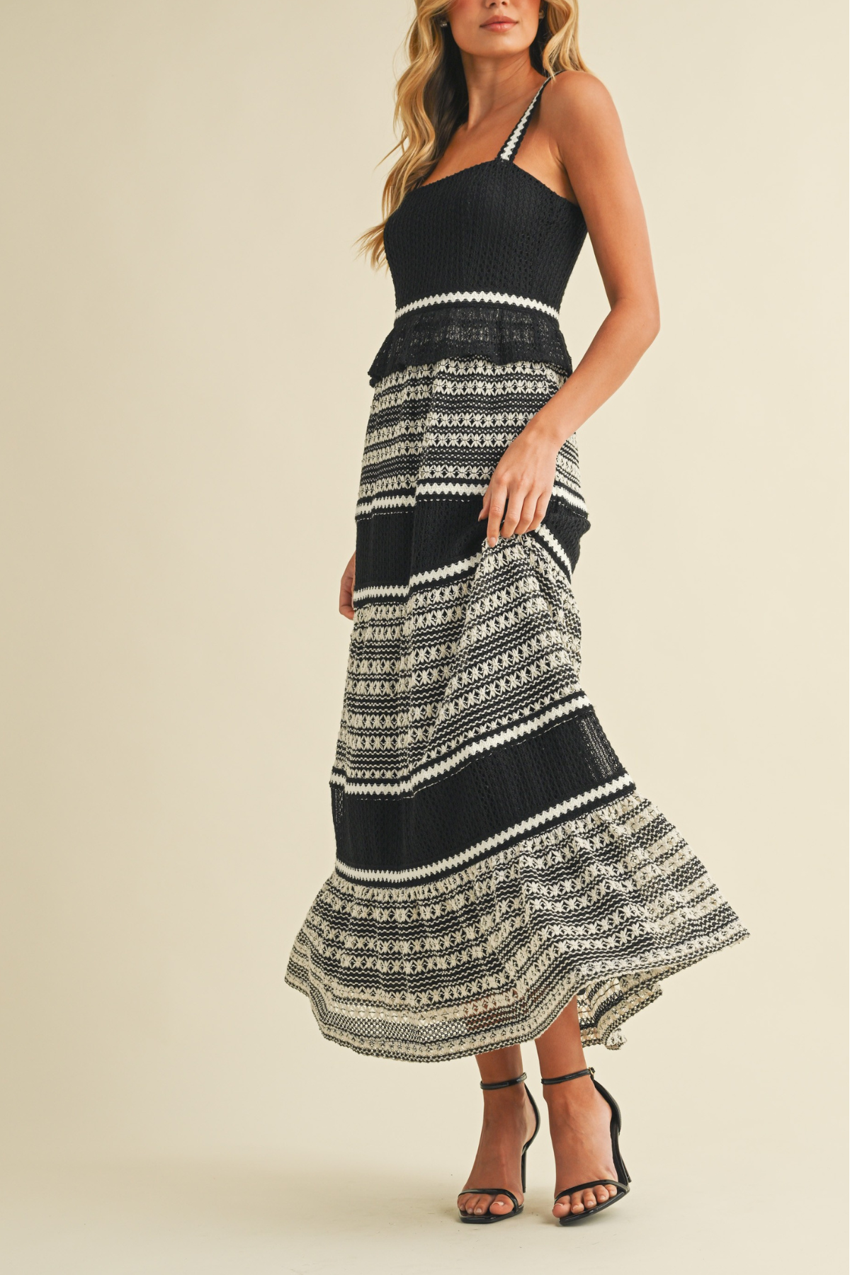 Crochet Tiered Midi Dress