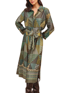 Off The Grid Satin Shirt Dress