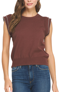 Pearl Trim Sweater Top