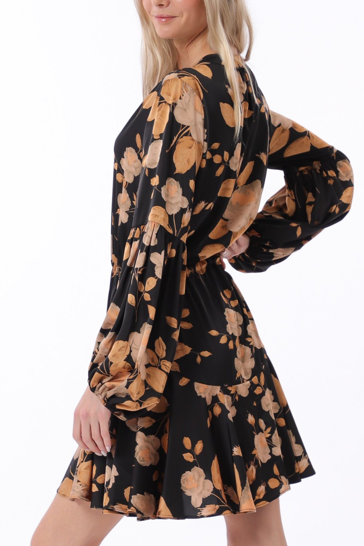 Long Sleeve Tie Mini Dress