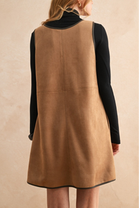 V-Neck Suede Shift Dress