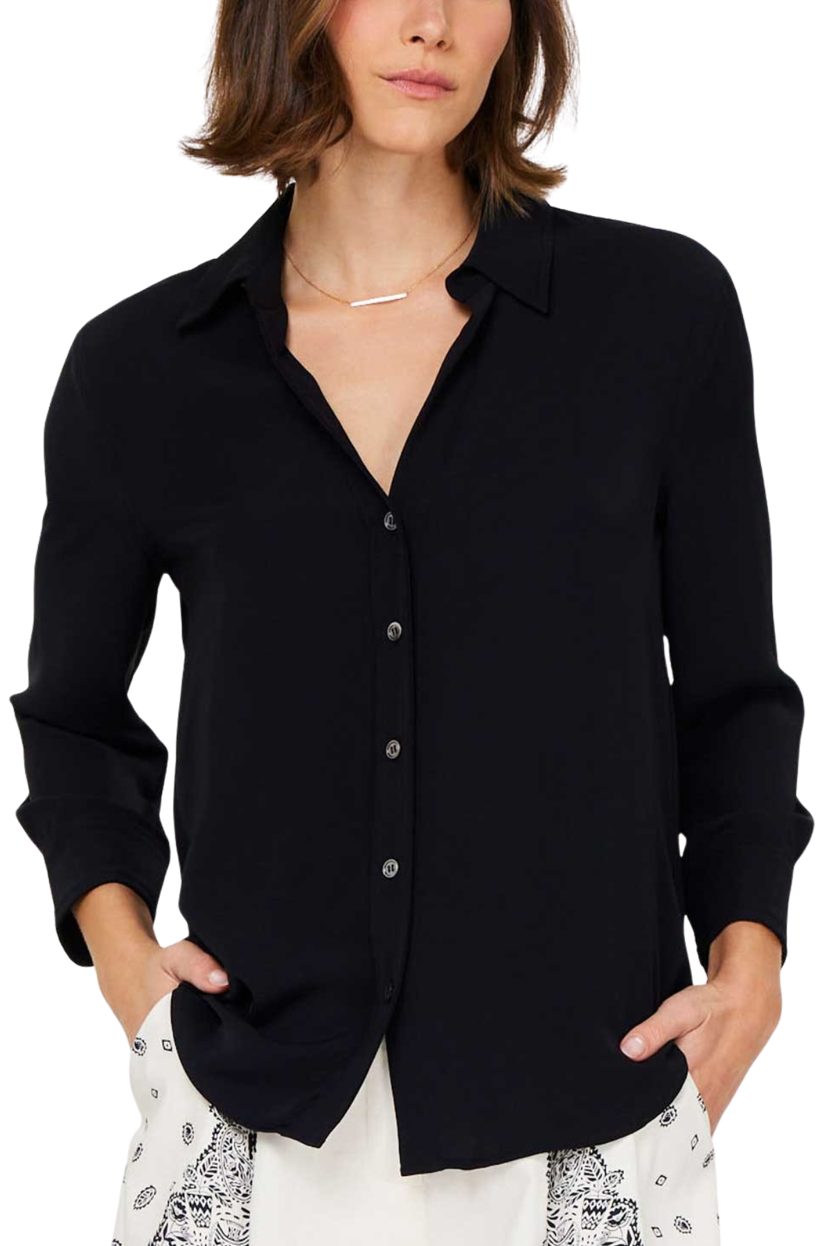 3/4 Sleeve Button Down Shirt