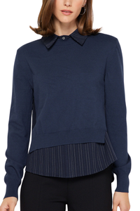 Woven Combo Sweater Shirt