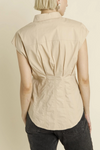 Pleated Cap Sleeve Blouse
