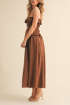 Suede Maxi Tube Ruffle Dress