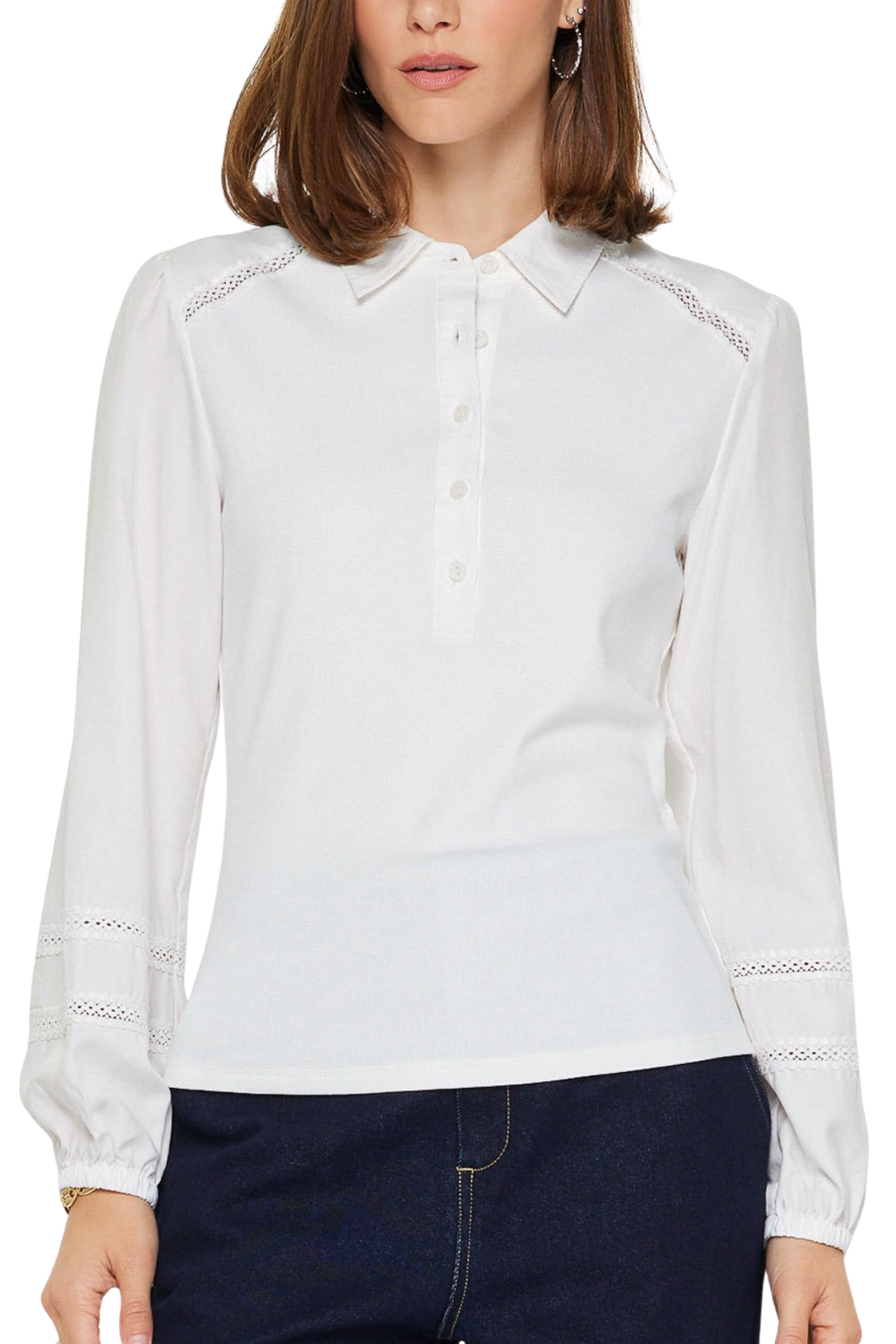 Mixed Media Polo Knit Top