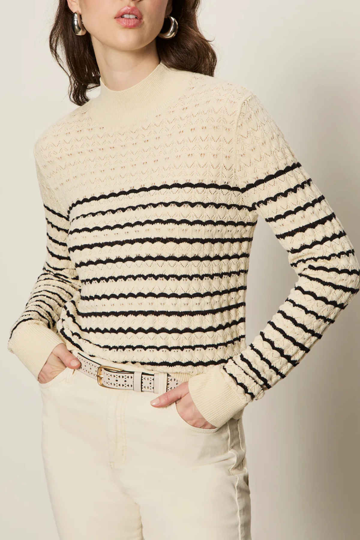 Sanctuary Forever Striped Mock Neck