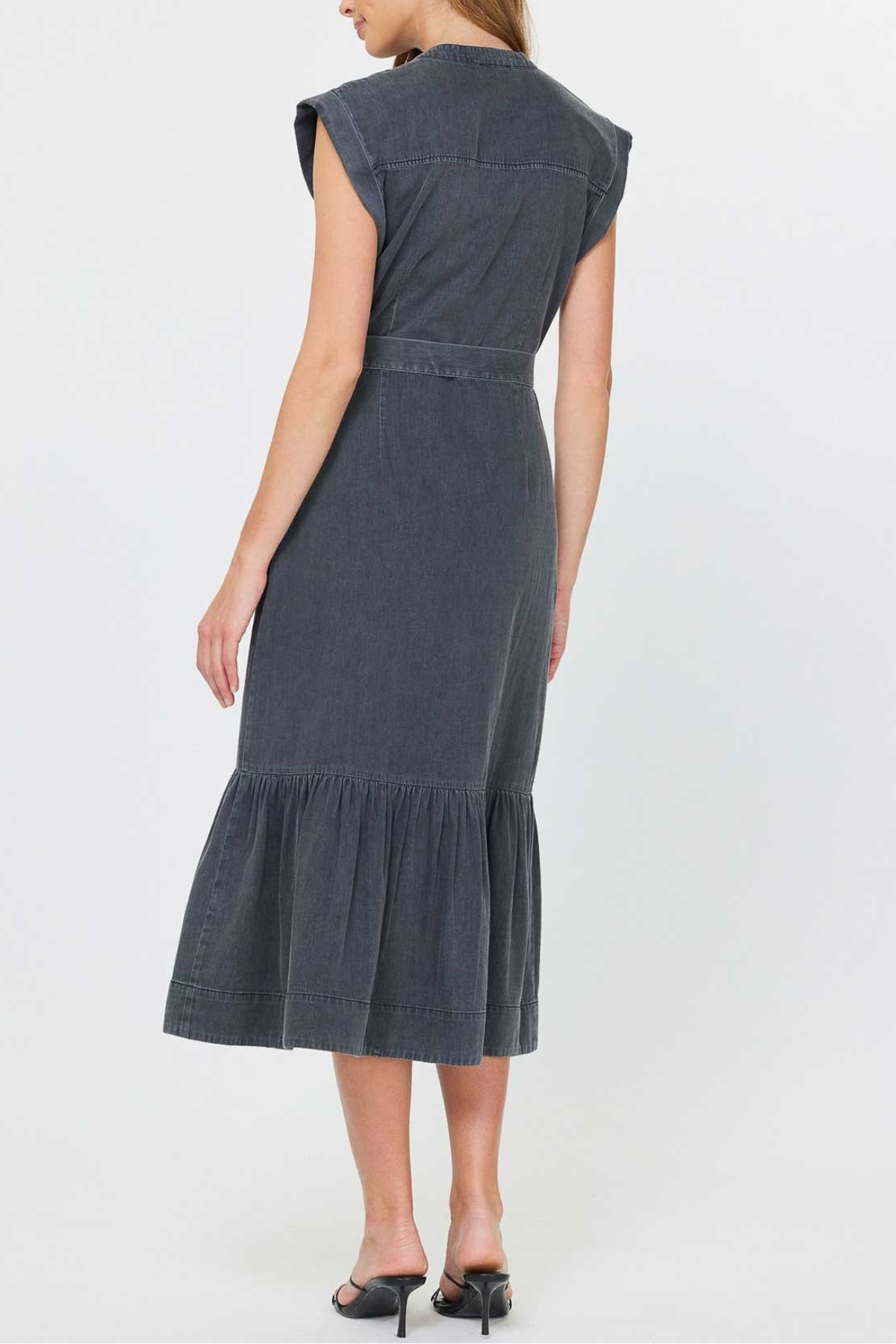 Washed Button Down Midi Dress