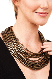Burnished Metal Layered Collar Necklace